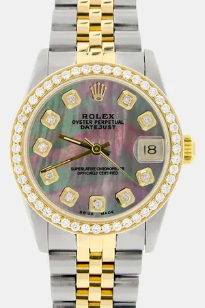 Rolex Custom Tahitian MOP Diamond 18K Yellow Gold Stainless Steel Datejust Automatic Women