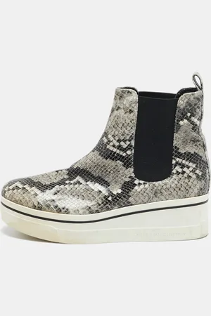 Stella McCartney /Black Faux Snakeskin Leather Platform Ankle Boots Size 39