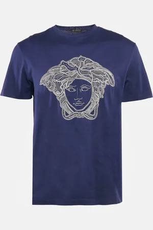 VERSACE Medusa Embroidered Jersey Crewneck T-Shirt L
