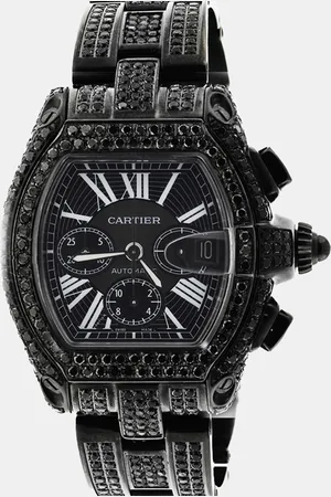 Cartier Customised 15.00CT Diamond Stainless Steel Roadster W62020X6 Automatic Men