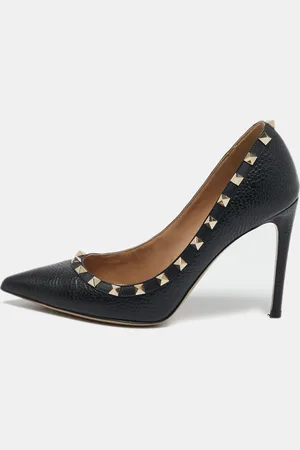 VALENTINO Leather Rockstud Pointed Toe Pumps Size 38