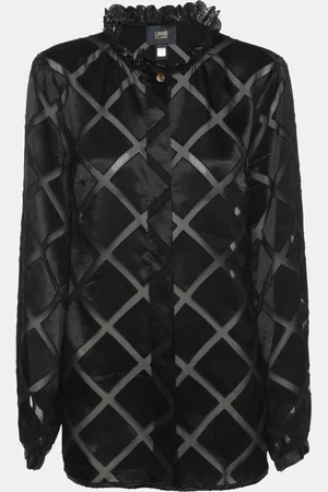 Roberto Cavalli Diamond Pattern Chiffon Blouse M