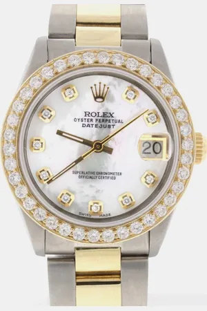 Rolex Customised MOP Diamond 18K Yellow Gold Stainless Steel Datejust Automatic Women