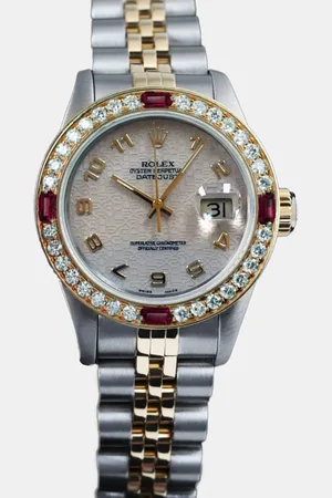 Rolex Customised Diamond 18K Yellow Gold Stainless Steel Datejust 69173 Automatic Women