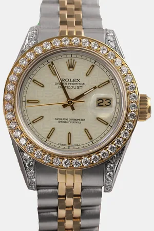Rolex Customised Diamond Stainless Steel Datejust 69173 Automatic Women