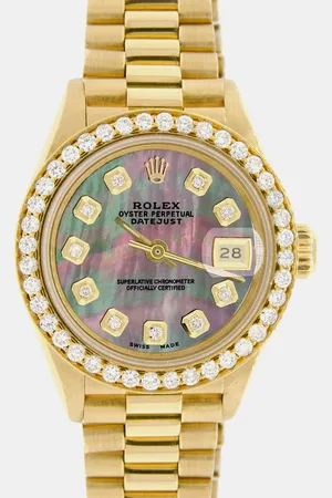Rolex Customised Tahitian MOP Diamond 18K Yellow Gold President Datejust Automatic Women