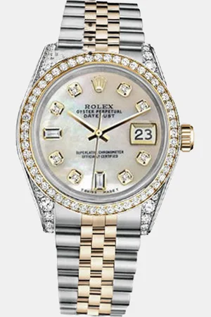 Rolex Customised MOP Diamond 18K Yellow Gold Stainless Steel Datejust 179173 Automatic Women