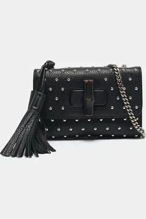 Gucci Leather Studded Miss Bamboo Shoulder Bag