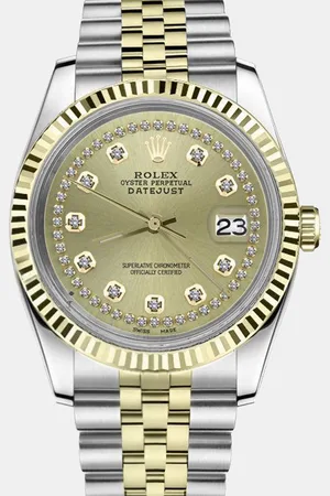 Rolex Customised Champagne Diamond 18K Yellow Stainless Steel Datejust 16013 Automatic Men