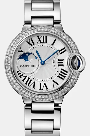 Cartier Customised Red 2.00CT Diamond Stainless Steel Ballon Bleu WSBB0021 Automatic Women
