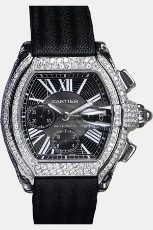 Cartier Customised 6.00CT Diamond Stainless Steel Roadster W62020X6 Automatic Men
