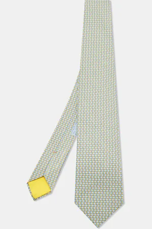 Hermès Hermès Yellow/ Dot Printed Silk Tie