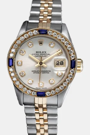 Rolex Customised Diamond 18K Yellow Gold Stainless Steel Datejust 69173 Automatic Women