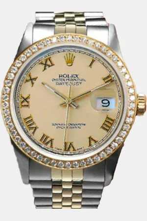 Rolex Customised Champagne Diamond 18K Yellow Stainless Steel Datejust 16013 Automatic Men