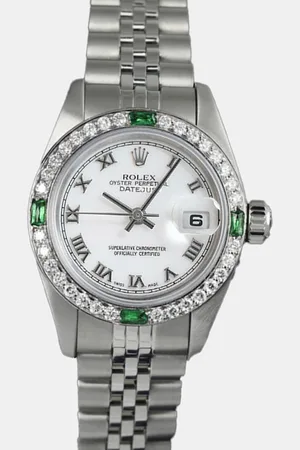 Rolex Customised Diamond Stainless Steel Datejust 69173 Automatic Women