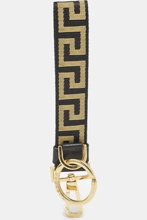 VERSACE /Black Canvas Greek Band Key Ring