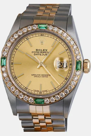 Rolex Customised Champagne Diamond 18K Yellow Stainless Steel Datejust 16013 Automatic Men