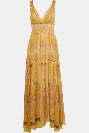 Dior Christian Printed Silk Maxi Dress S