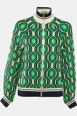 Gucci Printed Silk Zip-Up Jacket XS