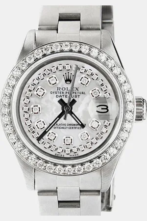 Rolex Customised White MOP Diamond Stainless Steel Datejust Automatic Women