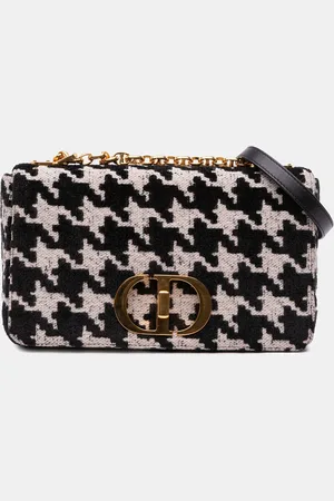 Dior Technical Canvas Macro Houndstooth Medium Caro Shoulder Bag