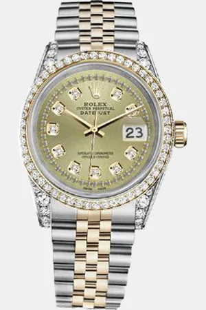 Rolex Customised Champagne Diamond 18K Yellow Stainless Steel Datejust 116233 Automatic Men