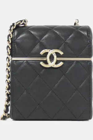CHANEL Leather Box Chain Clutch Bag