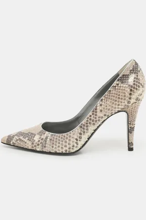 Sergio Rossi Shimmer Python Leather Pointed Toe Pumps Size 37.5