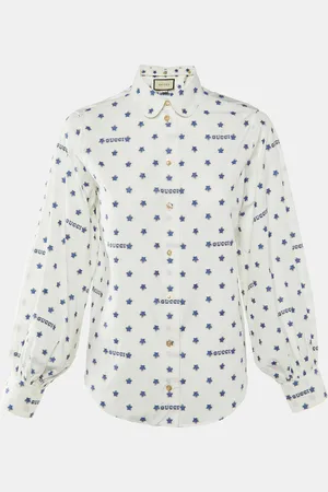 Gucci Star Brocade Cotton Button Front Blouse S