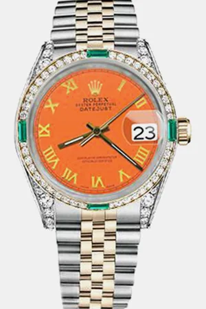 Rolex Customised Diamond 18K Yellow Gold Stainless Steel Datejust 16013 Automatic Men