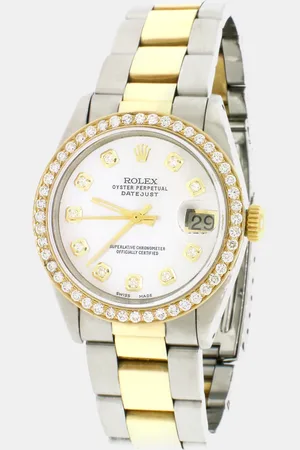 Rolex Customised MOP Diamond 18K Yellow Gold Stainless Steel Datejust Automatic Women