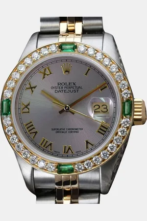 Rolex Customised Diamond 18K Yellow Gold Stainless Steel Datejust 69173 Automatic Women