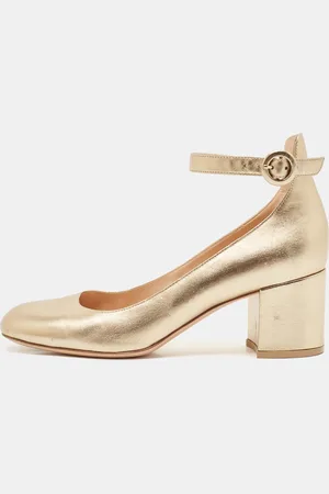 Gianvito Rossi Leather Ankle Strap Block Heel Pumps Size 38.5