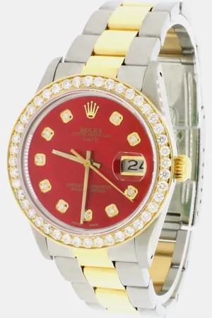 Rolex Customised MOP 1.8CT Diamond 18K Yellow Gold Stainless Steel Oyster Perpetual Date Automatic Men