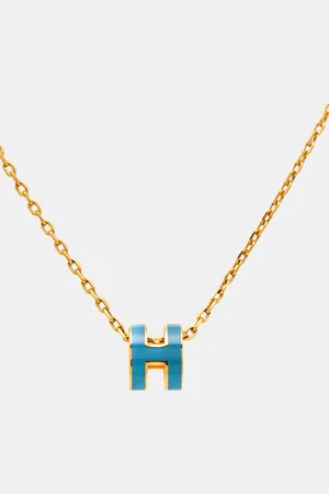 Hermès Mini Pop H Enamel Gold Plated Pendant Necklace