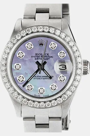 Rolex Customised Aqua MOP Diamond Stainless Steel Datejust Automatic Women