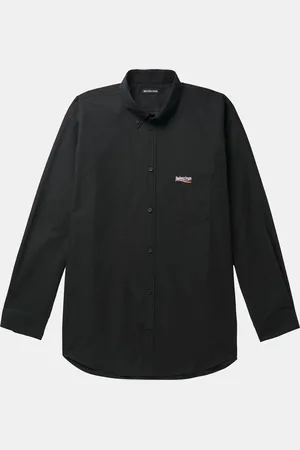 Balenciaga Logo Embroidery Poplin Button Front Oversized Shirt M