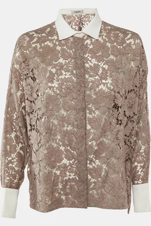 VALENTINO Lace Button Front Top L