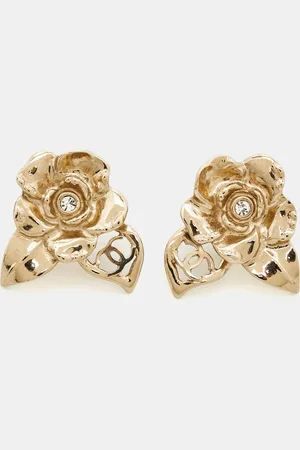 CHANEL CC Flower Crystals Tone Earring