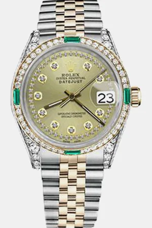 Rolex Customised Champagne Diamond 18K Yellow Stainless Steel Datejust 16013 Automatic Men