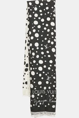 LOUIS VUITTON X Yayoi Kusama /White Dots Print Wool Blend Monogram Scarf