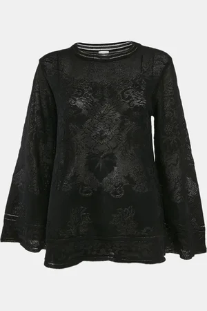 M Missoni Textured Knit Sheer Long Sleeve Top S