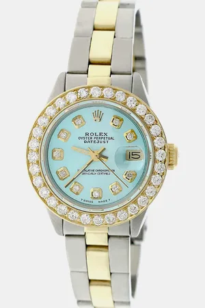 Rolex Customised Sky MOP 1.30CT Diamond 18K Yellow Gold Stainless Steel Datejust Automatic Women
