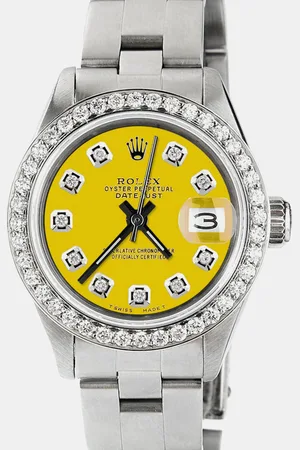 Rolex Customised Lemon Diamond Stainless Steel Datejust Automatic Women