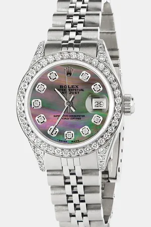 Rolex Customised Tahitian MOP Diamond Stainless Steel Datejust Automatic Women