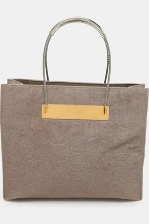 Balenciaga Croc Embossed Calf Hair Small Cable Shopper Tote