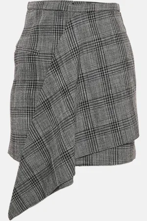 Isabel Marant Plaid Pattern Cotton Blend Asymmetric Mini Skirt S