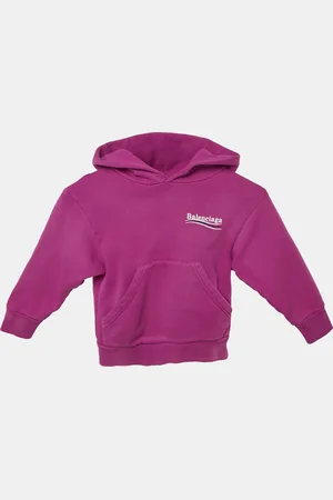 Balenciaga Kids Logo Embroidery Cotton Hooded Sweatshirt 2 Yrs