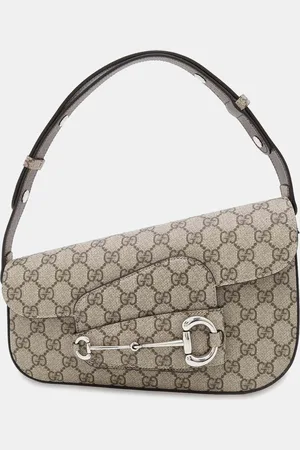 Gucci /Brown Pvc Leather Horsebit 1955 Gg Supreme Shoulder Bag