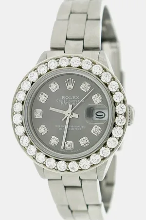 Rolex Customised Gray 1.96CT Diamond Stainless Steel Datejust Automatic Women